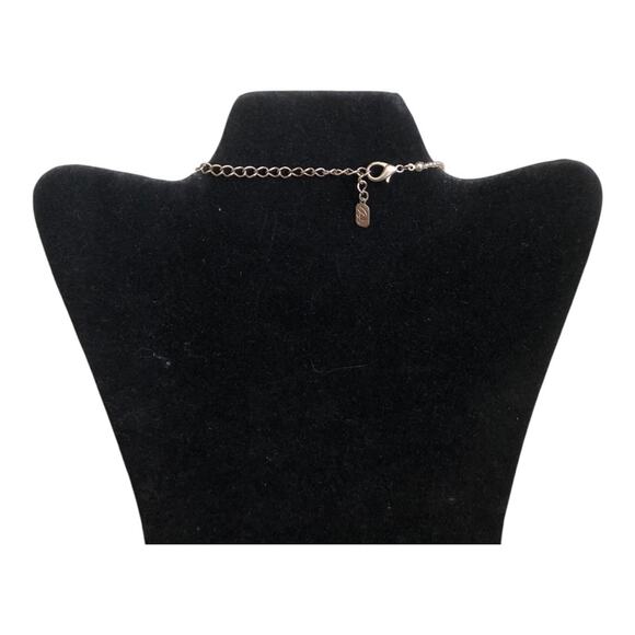 Vintage Black Flat Cutout Circle Black Clear Gray Silver Bead Statement Necklace - Picture 12 of 12